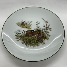 Vintage Bareuther Waldsassen 254 7-3/4” Salad Plate Wild Rabbits Green Border B2 picture