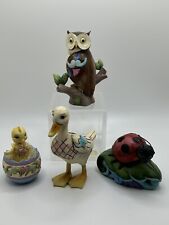 Enesco Jim Shore Small Figurines - Lot of 4 - Owl, Duck, Lady Bug, Chick in Egg picture