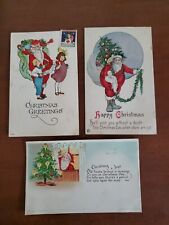Lot of 3 Vintage 1919 CHRISTMAS Postcards SANTA CLAUS Embossed picture
