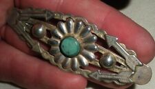VINTAGE NAVAJO ARROW TURQUOISE COIN SILVER PIN GREAT STAMPWORK vafo picture