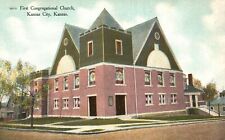 Vintage Postcard 1910's First Congregational Church Of Christ Kansas City, KS picture