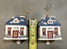 2 Vintage Dickens Village Christmas Ornament Babcock's Village Bell Lite 1992 picture