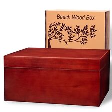 HKG Deluxe- Large Memory Wooden Box with Hinged Lid Beech Wood 11'5x8'5x5'5  picture