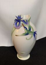 Franz Collection Porcelain Vase Long Tail Hummingbird & Iris 3-D picture