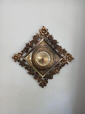 Vintage Syroco Wall Clock MCM 8 Day Jeweled Floral With Key picture