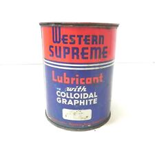 VINTAGE WESTERN SUPREME LUBRICANT W/ COLLOIDAL GRAPHITE 1/4 FULL CONTENTS SOLID picture
