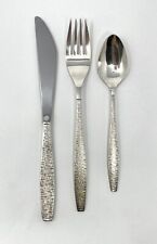 TWA Airlines Oneida Stainless Cutlery, 3-Piece Silverware Crosshatch pattern picture