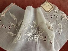 Antique Vtg EMBROIDERY- FRENCH WHITEWORK HAND EMBROIDERY ORGANDY FRAGMENT *DOLLS picture