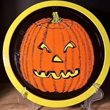 Halloween Metal Cookie Treat Tray Vintage Pumpkin Jack O Lantern picture