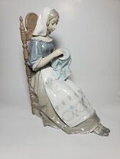 Lladro Embroiderer Woman On Chair Needlepoint Sewing 4865 Large Figurine 11