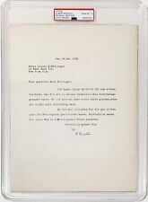 Rare Albert Einstein Signed 1938 Letter, World War II Era. Auto PSA 10 Gem Mint picture