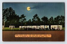 Postcard Florida Perry FL Motor Court Motel Night Full Moon 1950 Posted Linen picture