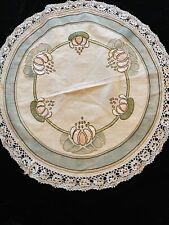 LILY PAD MISSION  ARTS & CRAFTS ERA ART NOUVEAU EMBROIDERED TABLE LINEN 27