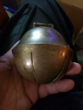 Antique SOLID Brass Large 3&1/4”dia. Horse SLEIGH BELL Marked #12 Not Attached  picture