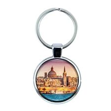 Valletta Malta Keychain with Epoxy Dome and Metal Keyring picture