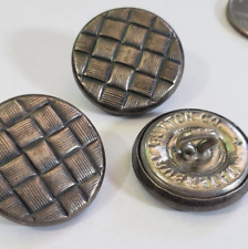 3 VTG WATERBURY BUTTON CO. METAL BUTTONS BASKET WEAVE DESIGN LOOP SHANK picture
