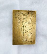 Vintage 1930s Brass Chinese Matchbox with Hand Etched Figure  picture
