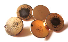 5 Vintage Distressed Gold Tone Round Metal Buttons picture