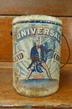 RARE Vintage Antique Universal Blend Coffee Tin Pail w/ Uncle Sam - No Bottom picture