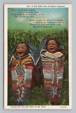 Postcard A Sad Little Pair of Indian Papooses Poem picture