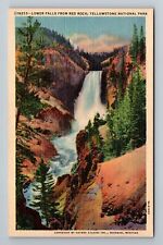 Yellowstone National Park WY-Wyoming, Lower Falls from Red Rock Vintage Postcard picture