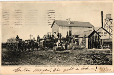 Antique Postcard Cotton Gin Edmond Oklahoma Bales Wagons Workers Posted 1907 picture