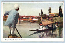 Srinagar Kashmir India Postcard River First Bridge 1921 6 Cents Postage Due picture
