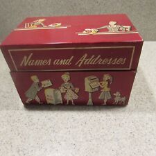 Vintage Mid-Century Stylecraft Tin Litho Red Names and Addresses Box USA NJ info picture
