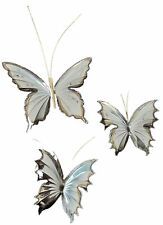 Vintage MCM Retro Chrome / Silver Metal Butterfly Set Of 3 Wall Art picture