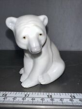 Vintage Lladro Polar Bear Sitting Figurine ~ White Glossy 3.5”x3”  A14 picture