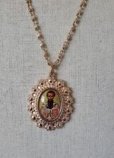 Vintage Hilandar Monastery Serbian Rose Gold Tone Aluminum Pendant Necklace picture