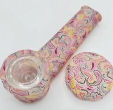 3pcs Silicone Smoking Pipe with Glass Bowl & Cap Lid | Glow-n-dark picture