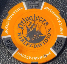 PRIVATEERS HD - NOVA SCOTIA, CANADA (Orange/Blk) International Harley Poker Chip picture