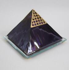 Vintage Kheops International Glass Purple Pyramid Brass Mirror Base picture