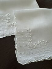 16 Vintage Luncheon Napkins Linen Handmade Madeira Whitework Embroidery - DMG picture