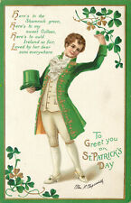 Embossed St. Patrick's Day Clapsaddle Postcard Irish Man With Top Hat Ireland picture