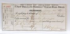 New Orleans Mobile & Texas Railroad 1879 to JM&I RR Antique Bank Check picture