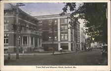 SANDFORD ME Town Hall and Masonic Block c1910 Postcard picture