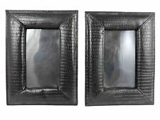 Vtg Wilson Leather Photo Frames Black 3 X 5 Croc Embossed picture