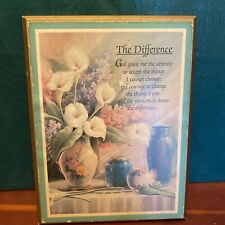 Vintage The Difference Serenity Prayer Wall Hanging Plaque 1993 Stapco USA picture