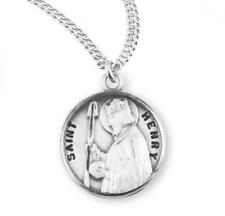 Saint Henry Round Sterling Silver Medal Size 0.9in x 0.7in picture