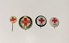 Antique 1917-1920 Set of 4 Red Cross Pinback Pins- Good Condition picture