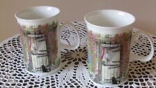 2 Dunoon Coffee/Tea Mugs English  Porcelain Summer Cottage/Cats New picture