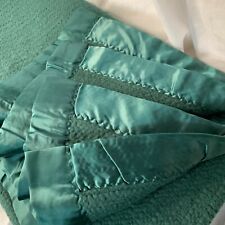 Vintage Green Waffle Weave Blanket 88” x 100”  Silk Trimmed all 4 Sides picture