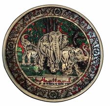 Vintage TANA THAILAND Handmade Mother Of Pearl 6”Dish Beautiful Elephants picture