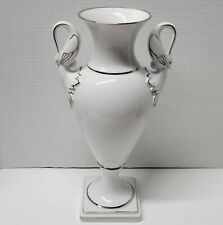 Vintage Alboth & Kaiser Alka Kunst Porcelain Vase Urn Swan Handles Platinum Trim picture