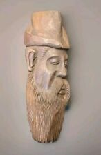 Hand Carved Wood Old Man Tree Spirit Face Carving Vintage picture