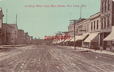 1913 FOX LAKE WI Main Street, dirt road, horses, postmaked Oconomowoc picture