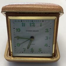 Vintage Phinney Walker Travel Alarm Clock Case Germany ~  Tan Case ~ Working  picture