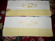Vintage His and Hers Embroidered Pillowcase Set - Yellow White 30x18